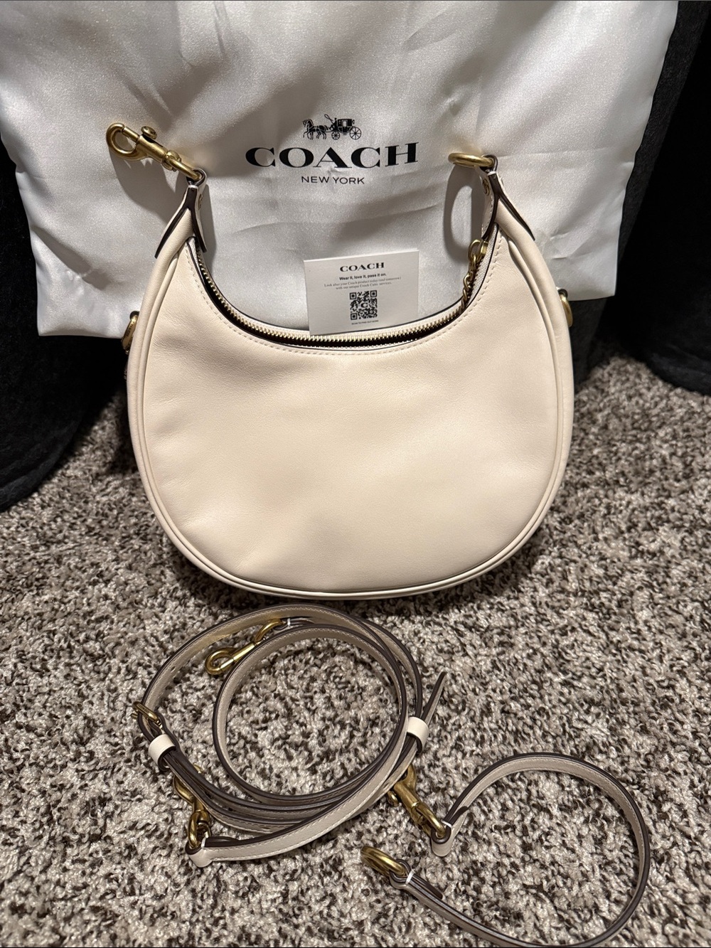 COACH Crescent Crossbody Bag in Cream with Gold Hardware